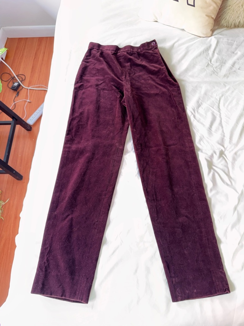 Classic High-Rise Straight Leg Pants - Deep Plum